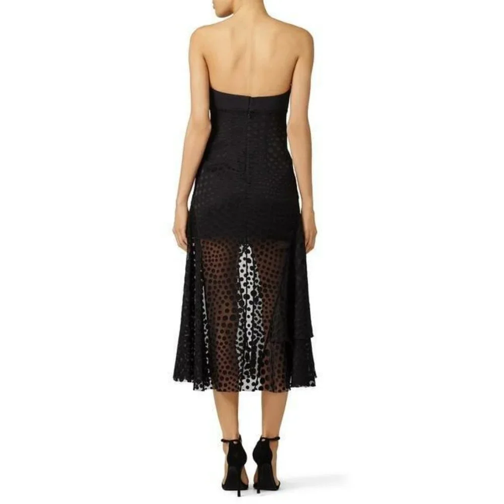 NWT $1500 CEDRIC CHARLIER SEEING DOTS BLACK CHIFFON STRAPLESS DRESS SIZE 10 - Picture 2 of 9